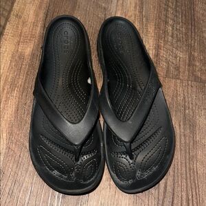 CROCS ICONIC‎ COMFORT BLACK FLIP FLOPS sz 9